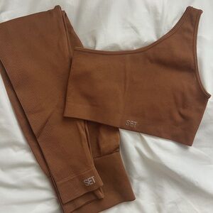 SET Active - Brown Leggings and Sports Bra Set